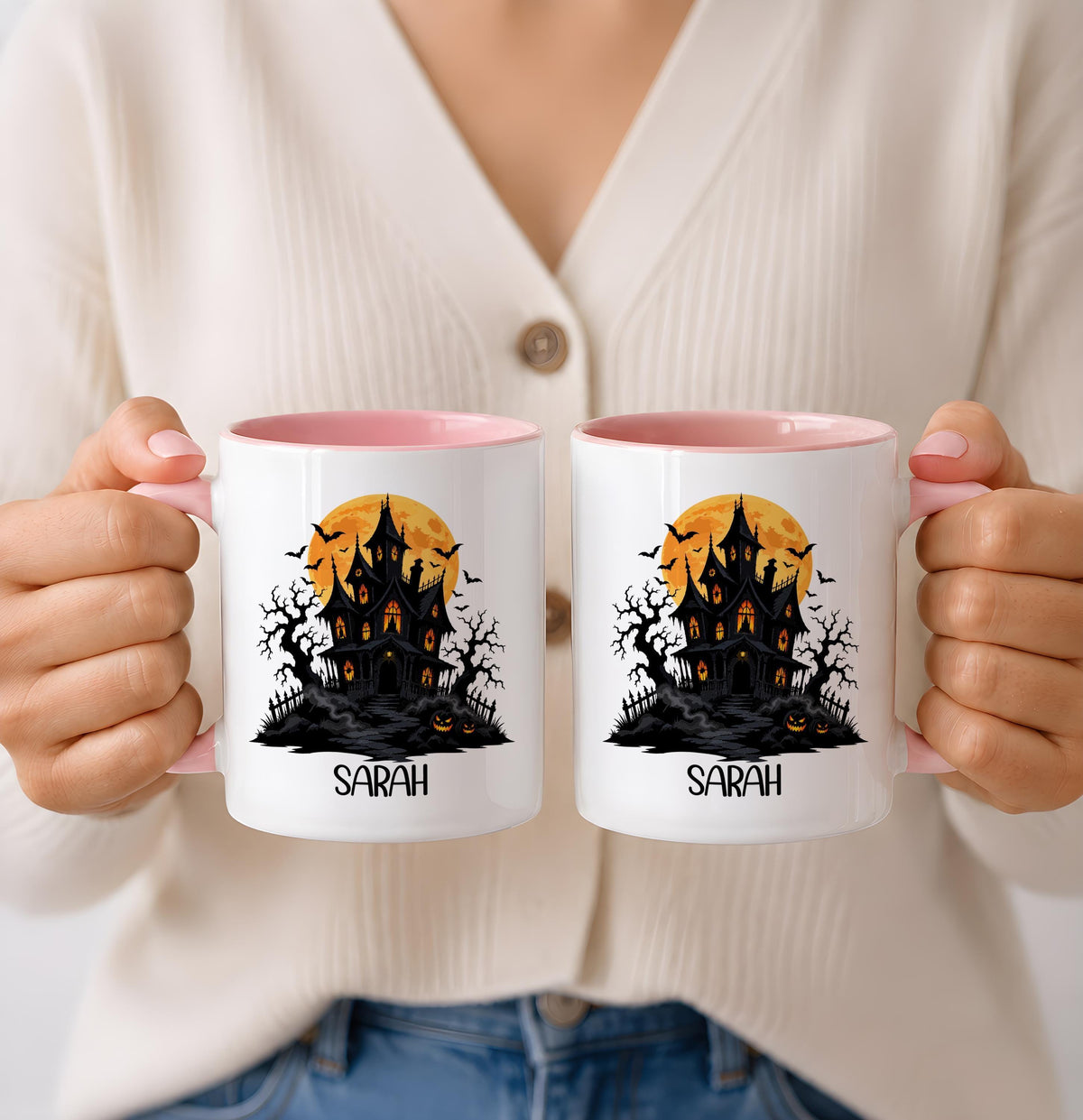 Personalized Bookish Ghost Halloween Ceramic Mug
