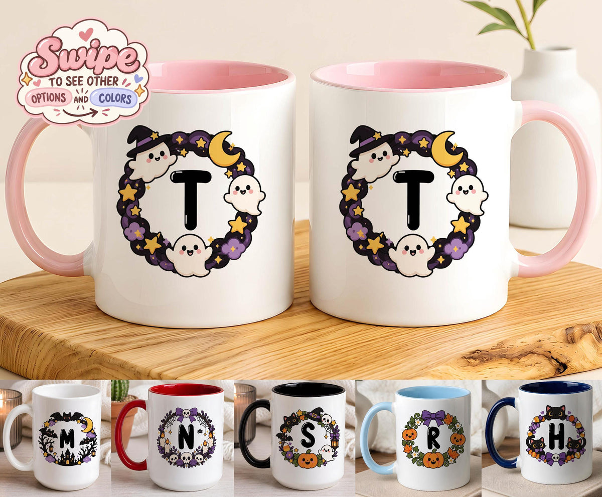 Personalized Halloween Initial Ceramic Mug