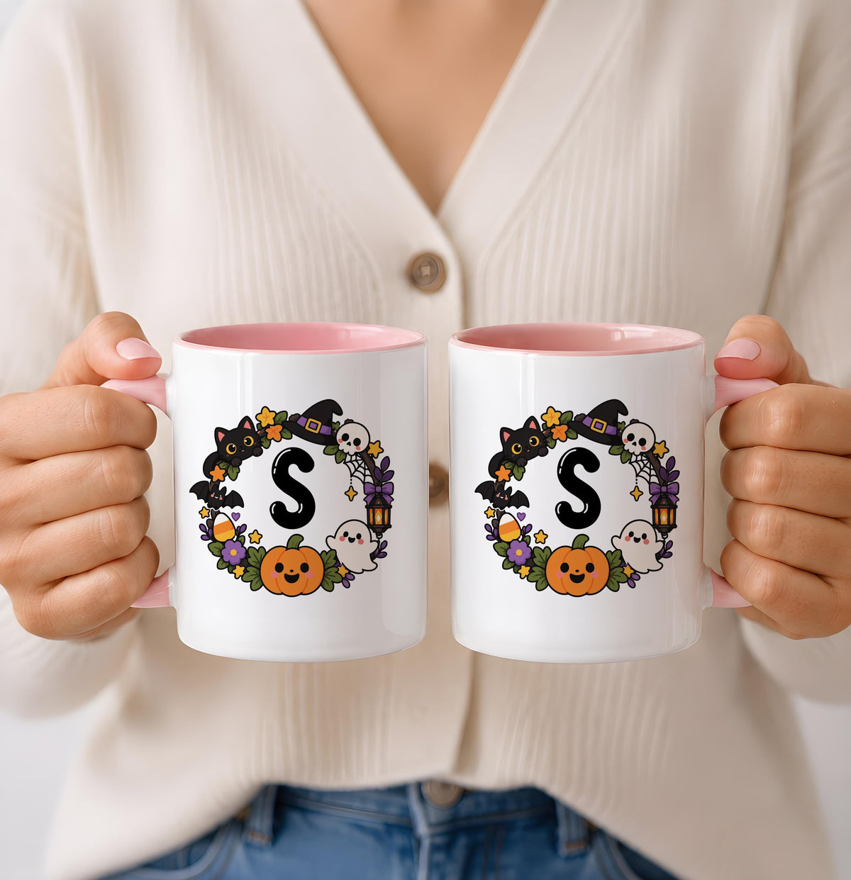 Personalized Halloween Initial Ceramic Mug