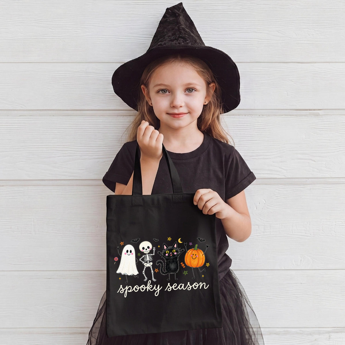 Spooky Season Tote Bag, Halloween Kids Tote Bag, Trick or Treat Gift Tote