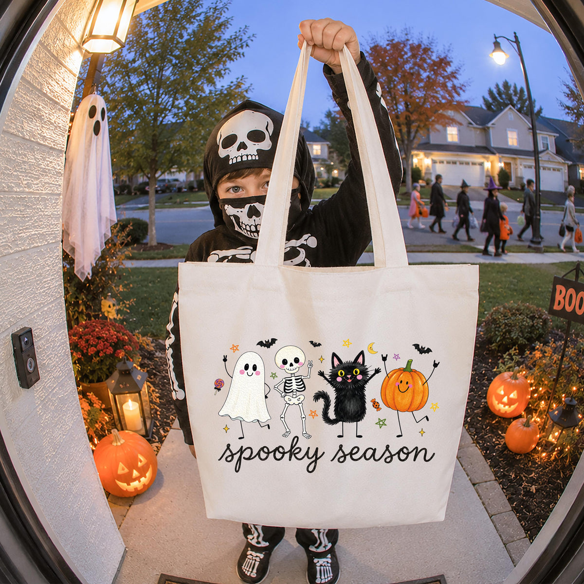 Spooky Season Tote Bag, Halloween Kids Tote Bag, Trick or Treat Gift Tote