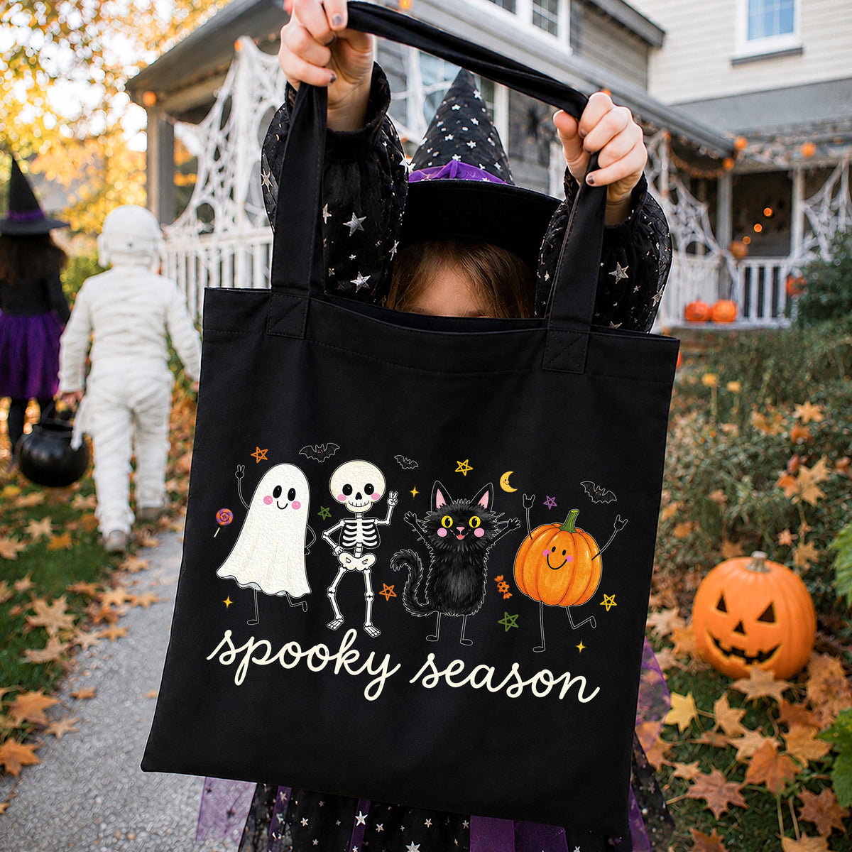 Spooky Season Tote Bag, Halloween Kids Tote Bag, Trick or Treat Gift Tote