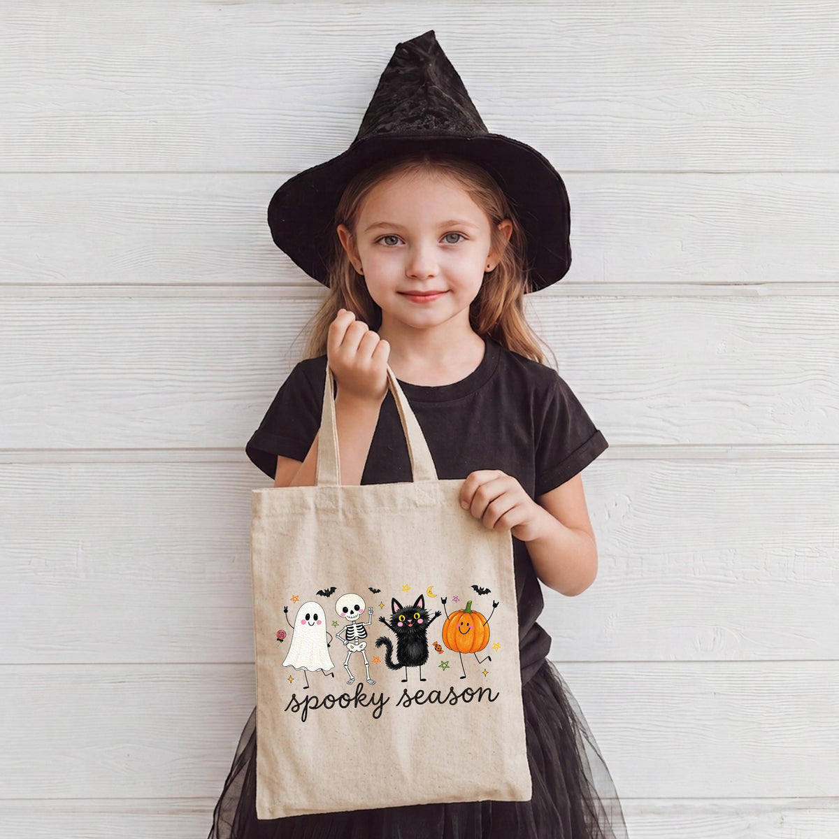 Spooky Season Tote Bag, Halloween Kids Tote Bag, Trick or Treat Gift Tote