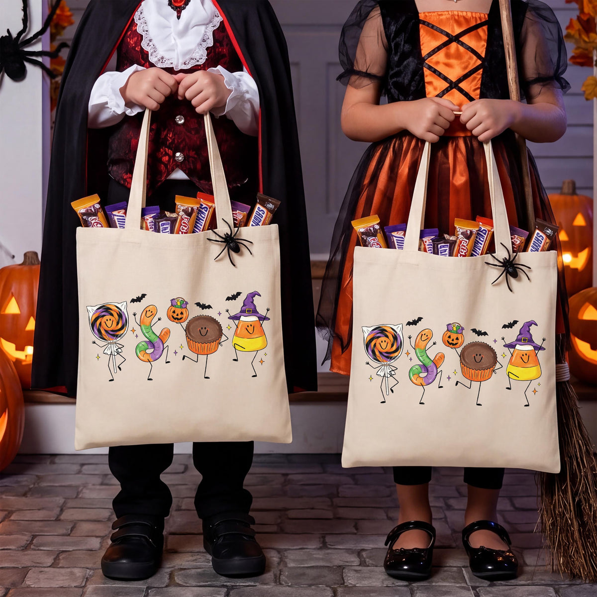 Halloween Candy Tote Bag, Halloween Kids Gift Tote, Trick or Treat Bags