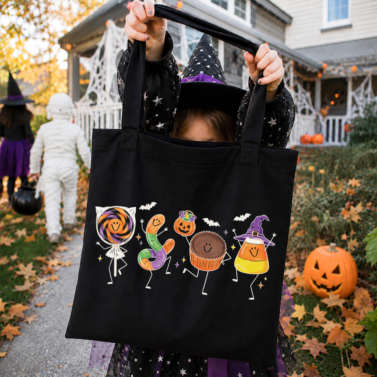 Halloween Candy Tote Bag, Halloween Kids Gift Tote, Trick or Treat Bags
