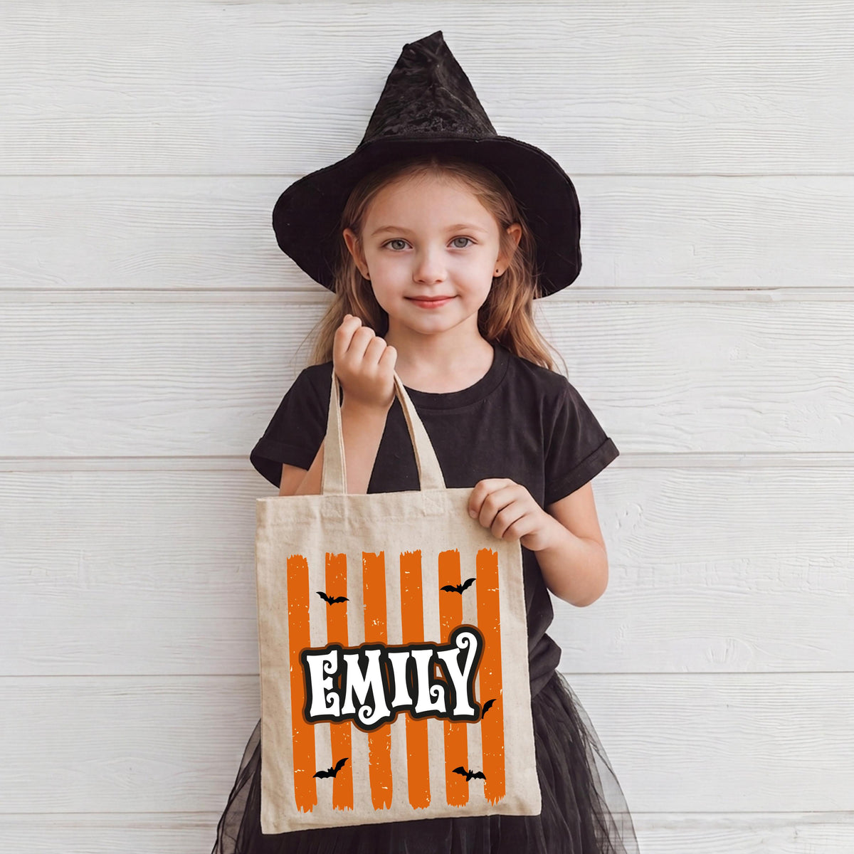 Personalized Halloween Tote Bag, Spooky Season Kids Gift Bag, Trick or Treat Matching Totes
