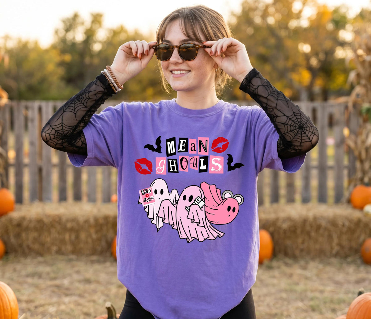 Mean Ghouls Comfort Colors® Shirt, Funny Halloween Girls T-Shirt, Spooky Season Women Tee