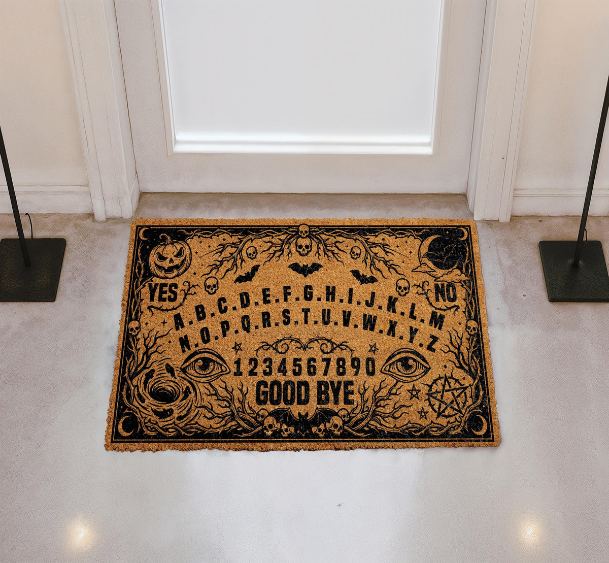 Halloween Ouija Board Doormat, Spooky Coir Entryway Mat, Witchy Front Door Decor