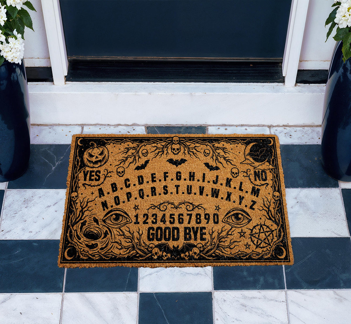 Halloween Ouija Board Doormat, Spooky Coir Entryway Mat, Witchy Front Door Decor