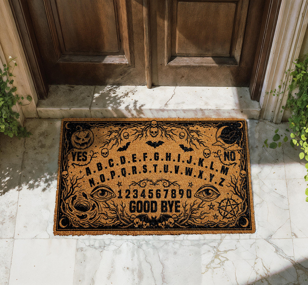 Halloween Ouija Board Doormat, Spooky Coir Entryway Mat, Witchy Front Door Decor