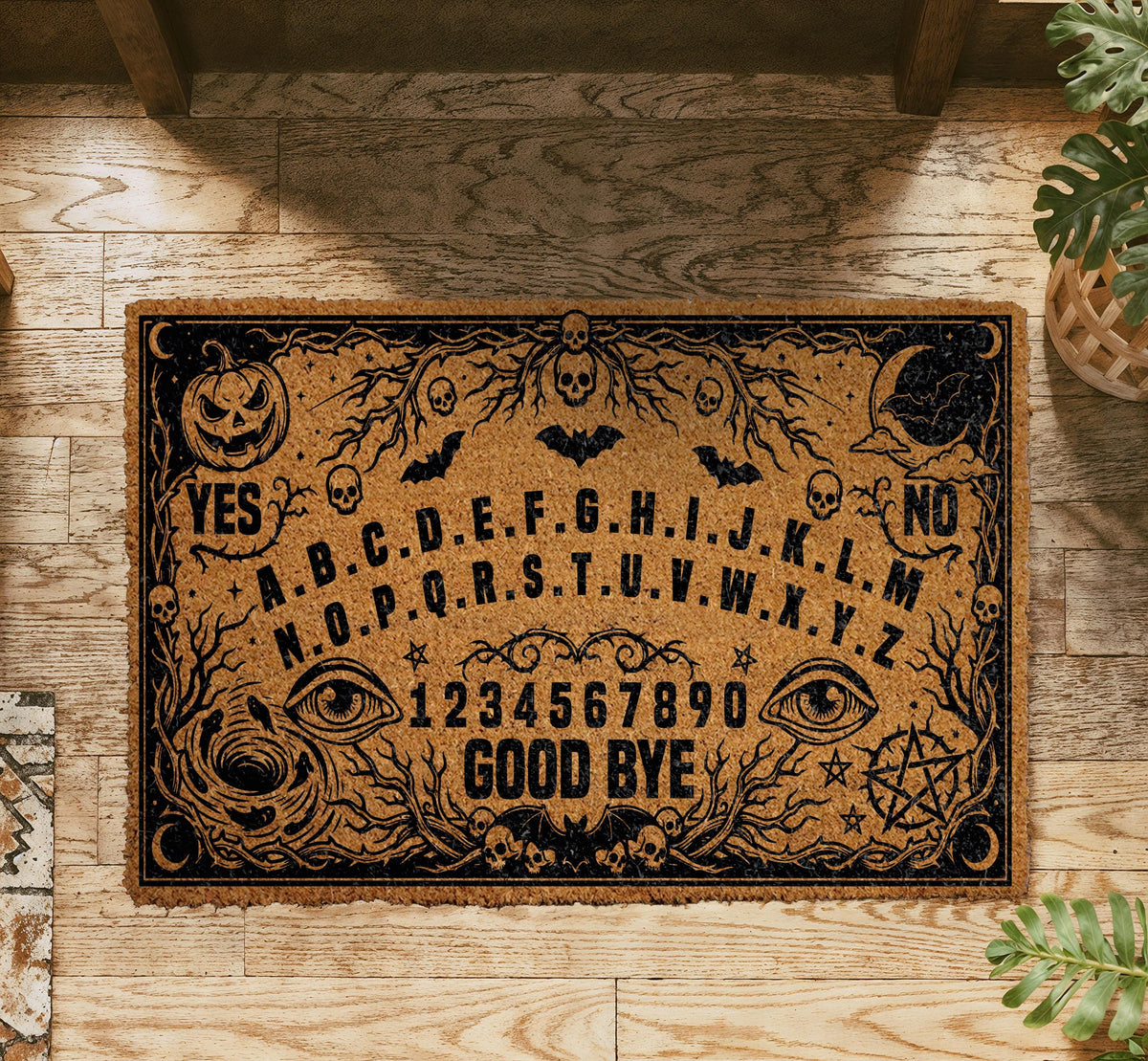 Halloween Ouija Board Doormat, Spooky Coir Entryway Mat, Witchy Front Door Decor