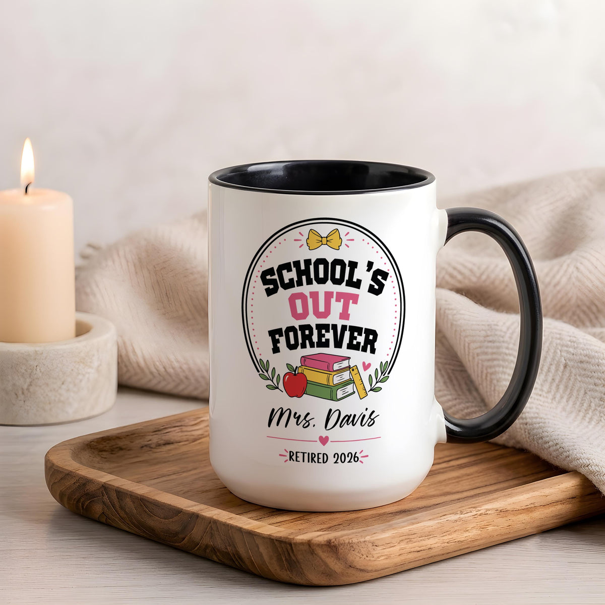 Personalized Teacher Retirement Mug, Schools Out Forever Coffee Cup, Retired  Teacher Name Gift