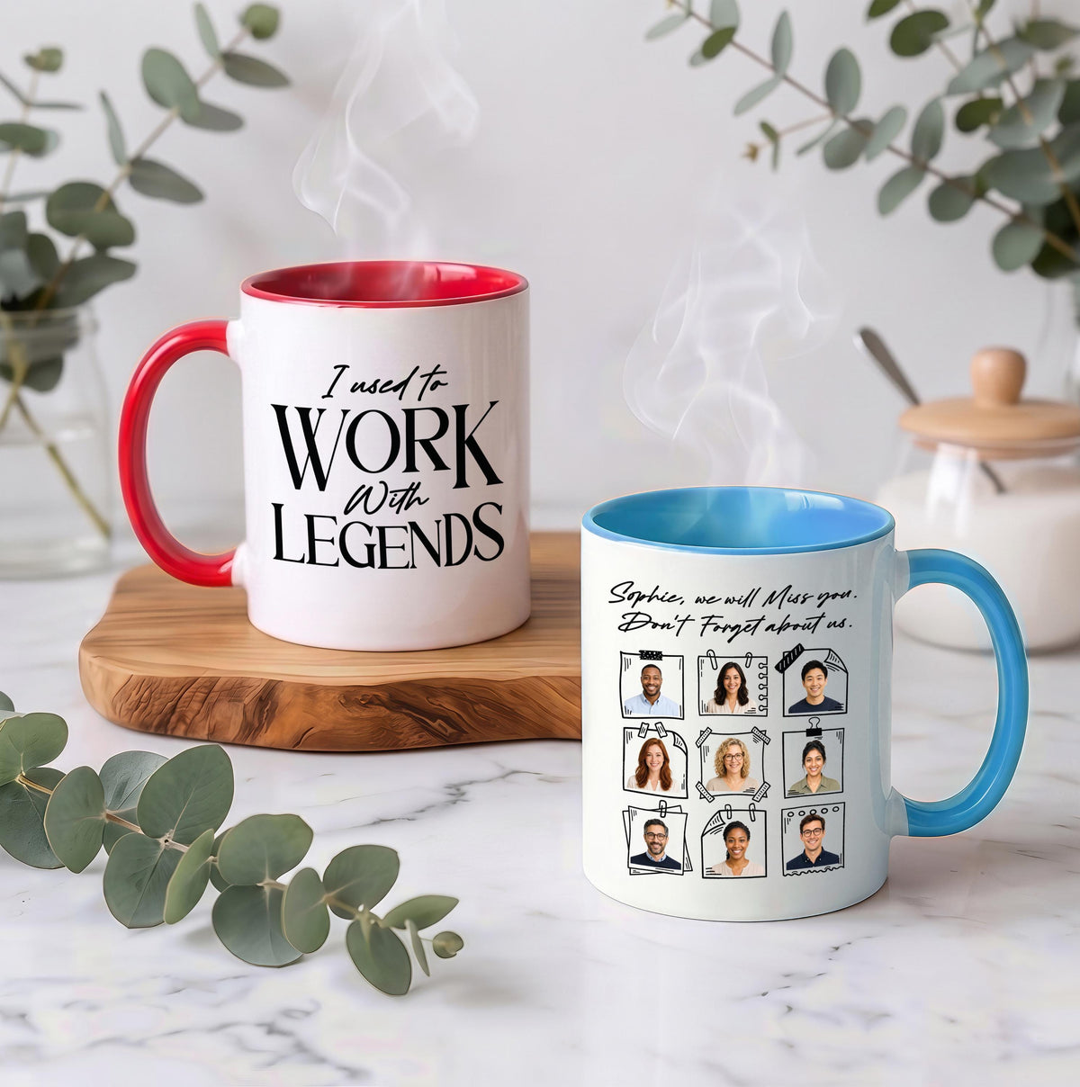 Custom Coworker Retirement Mug, Team Photo Gift, Ceramic Coffee Cup