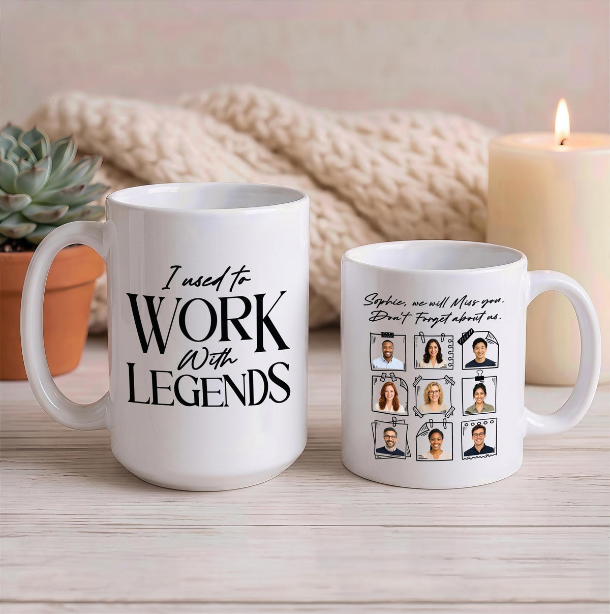 Custom Coworker Retirement Mug, Team Photo Gift, Ceramic Coffee Cup