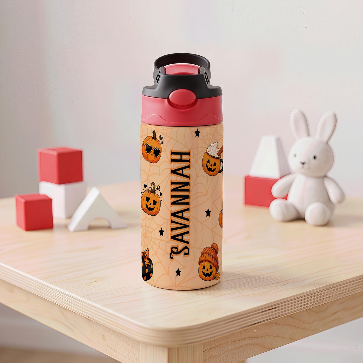 Personalized Halloween Kids Tumbler, Custom Name Stainless Steel Cup (12oz)