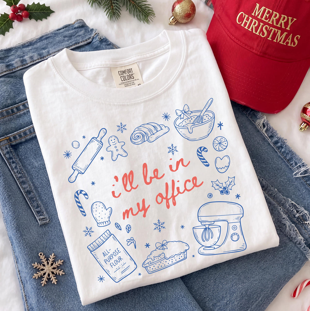 Christmas Baking Comfort Colors® T-Shirt, I'll be in My Office Xmas Tee, Baking Lover Mom Gift