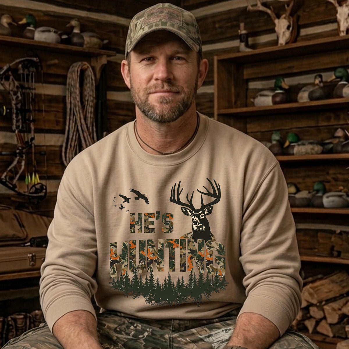 He is Hunting Hoodie, Hunting Season Sweatshirt, Hunter Gift Shirt