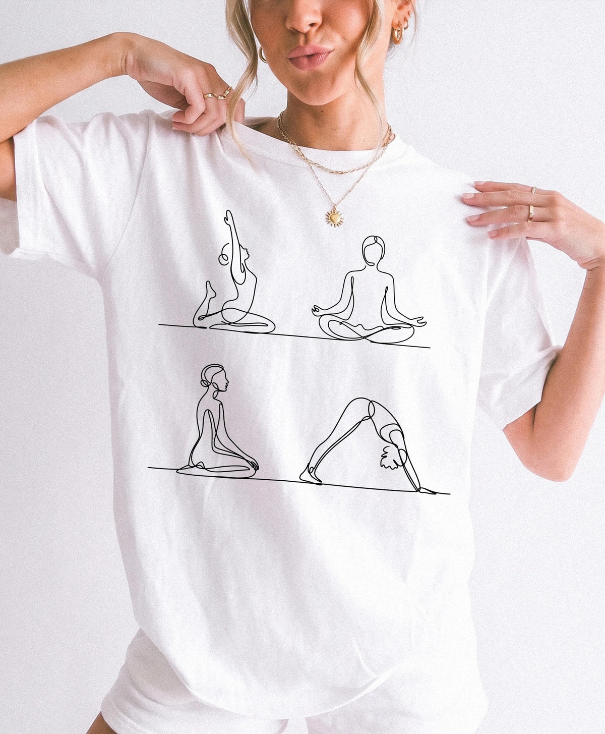 Yoga Poses Line Art Shirt