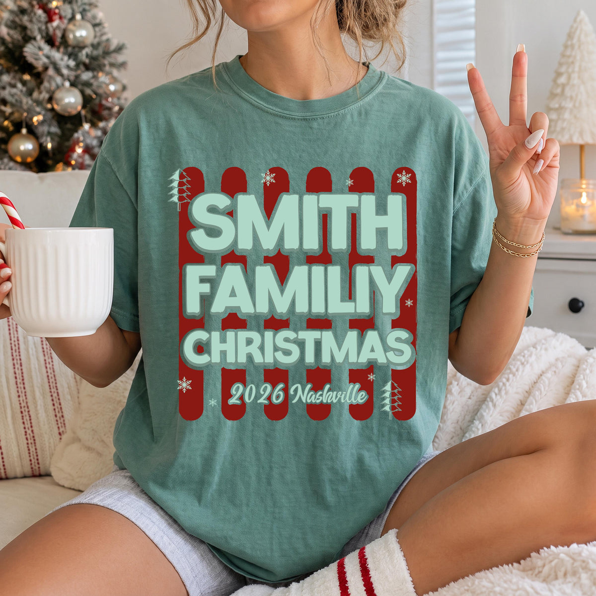 Custom Christmas Comfort Colors® Shirt, Christmas Family Matching Tee, Holiday Family Reunion Gift