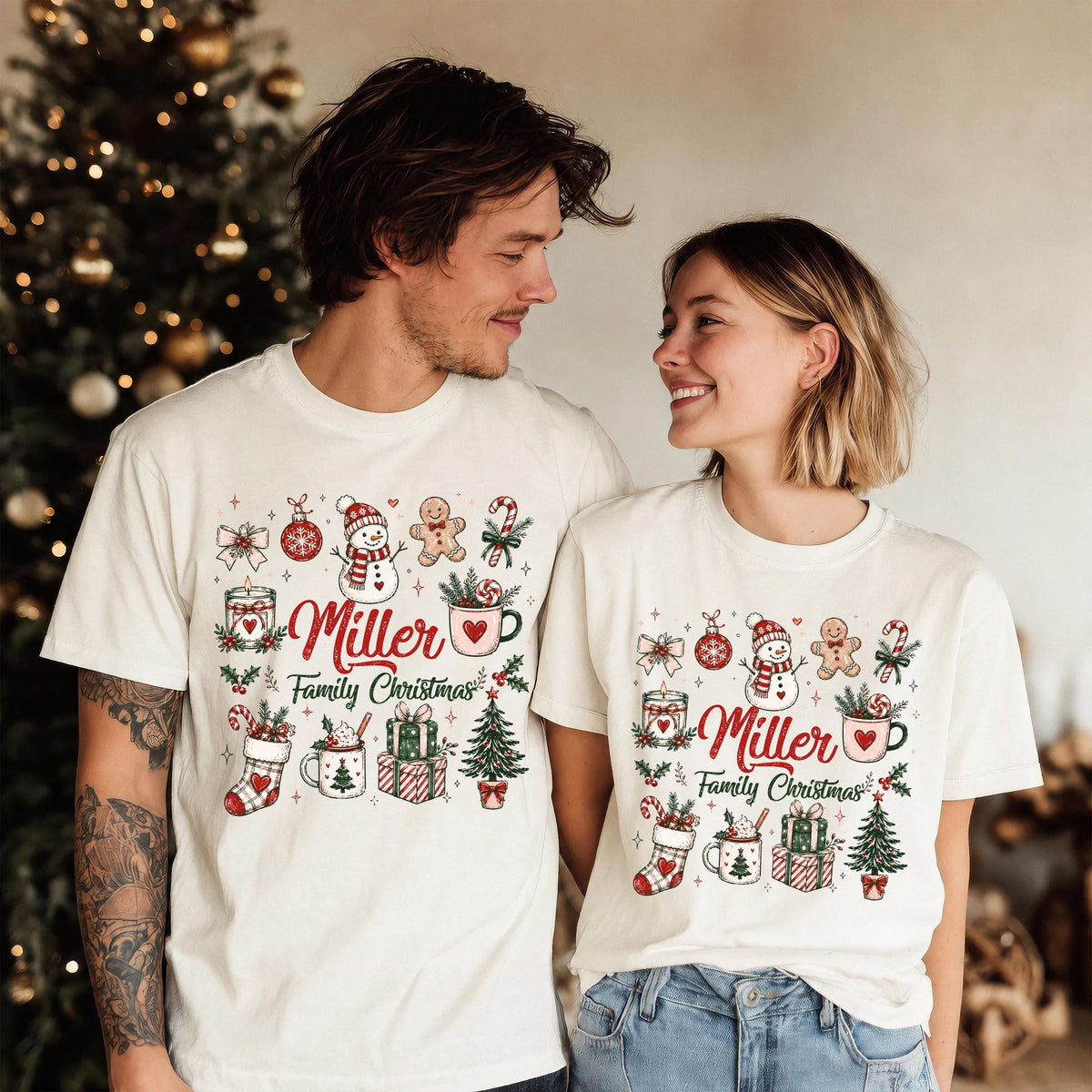 Personalized Name Christmas Comfort Colors® Shirt, Xmas Family Matching Tee, Holiday Family Reunion Gift