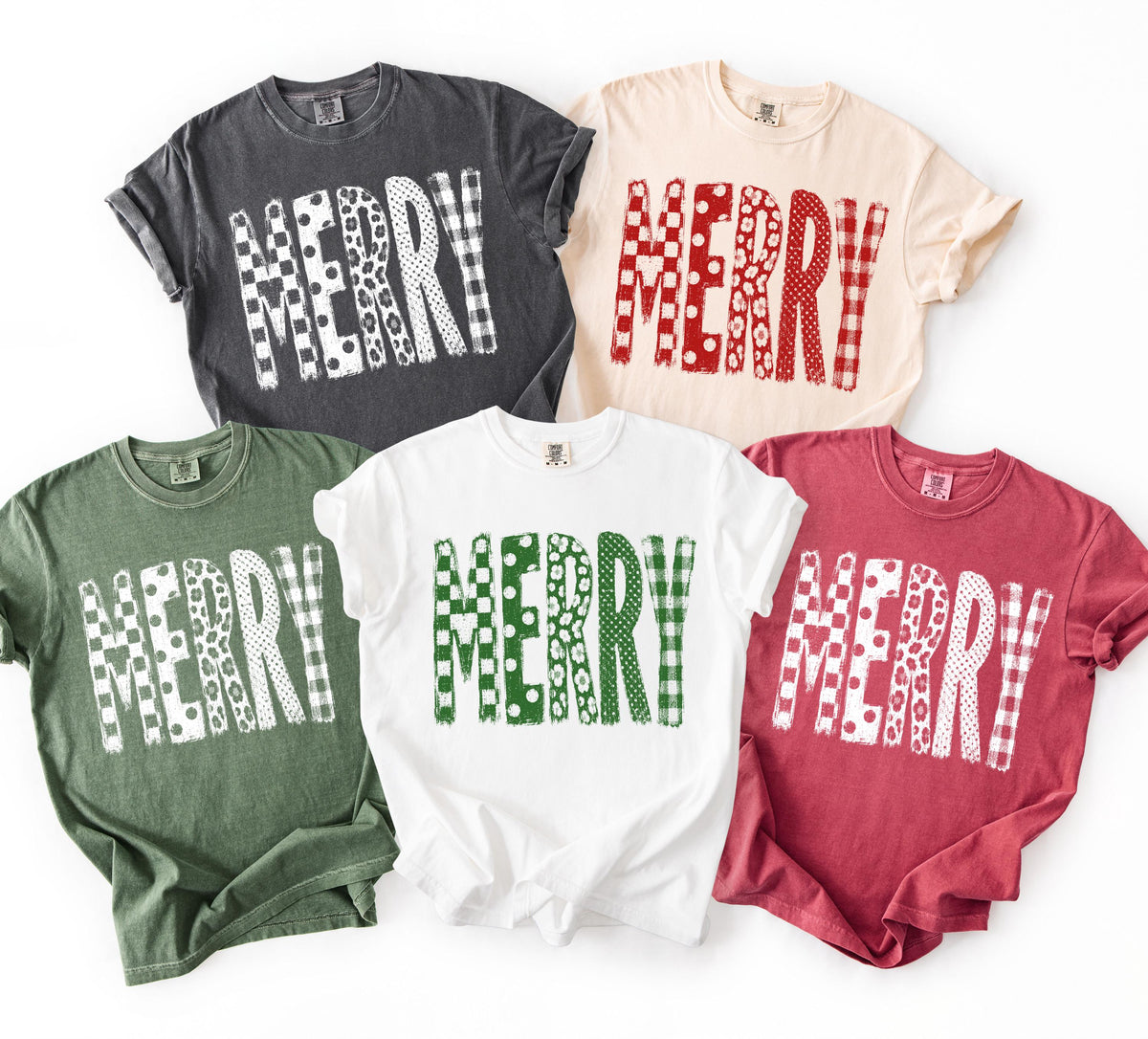 Merry Christmas Comfort Colors® Shirt, Plaid Christmas Tee, Matching Family Xmas Gift
