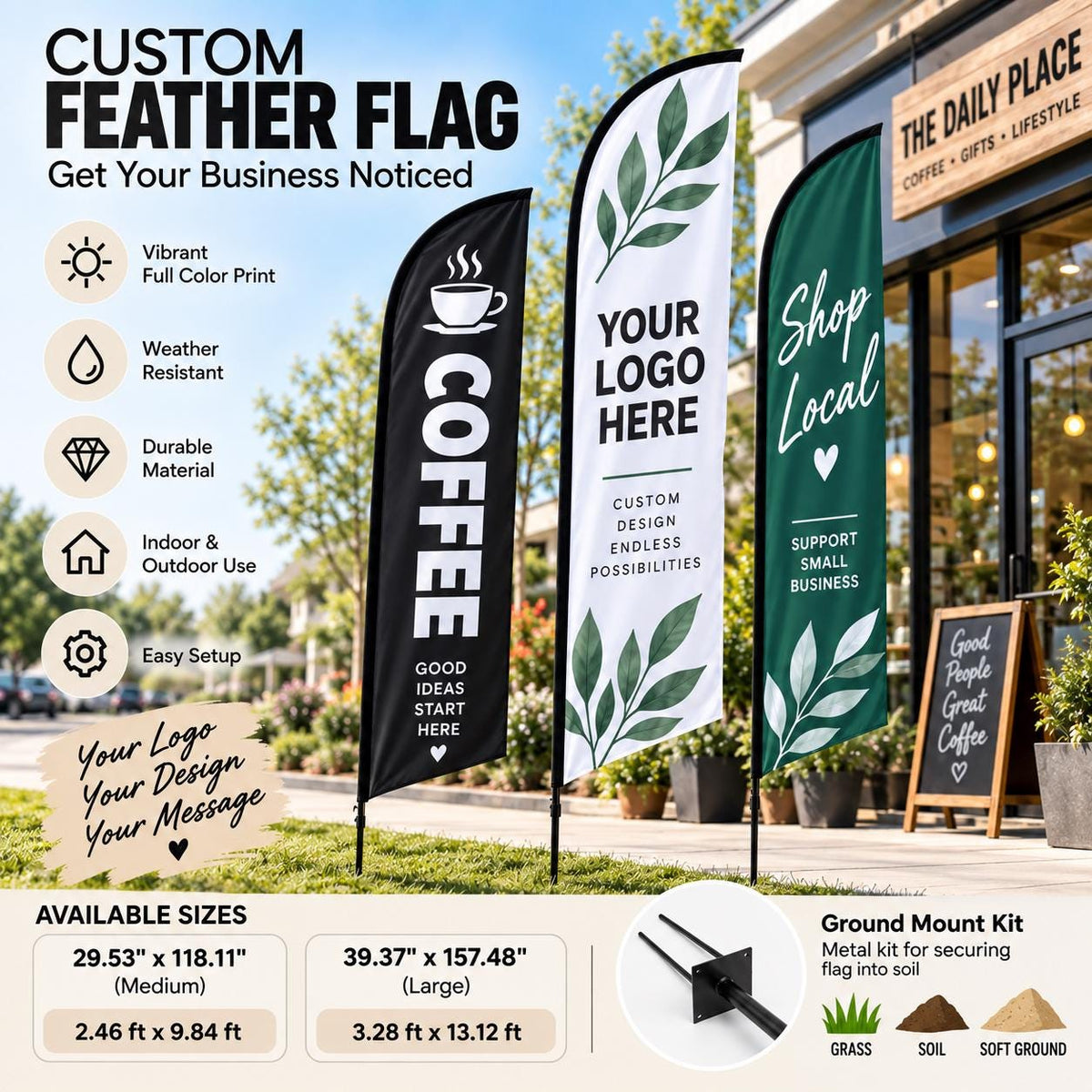 Custom Feather Flag Advertising Banner, Outdoor Polyester Beach Flag Sign, Event Display