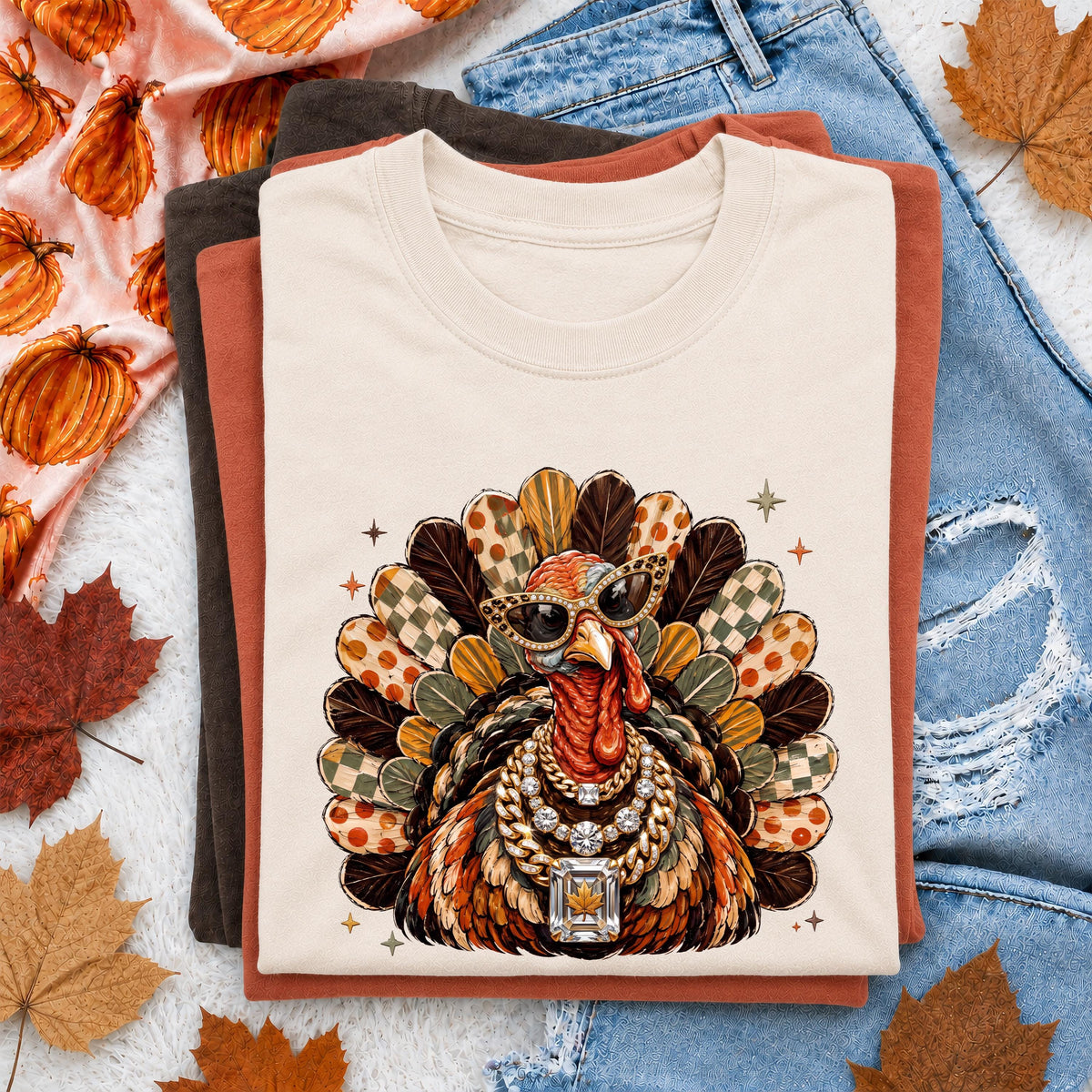 Glam Turkey Comfort Colors® T-Shirt, Turkey with Leopard Glasses Shirt, Thanksgiving Gift Tee
