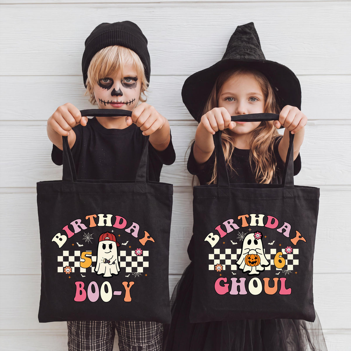 Custom Ghoul Birthday Tote Bag, Halloween Birthday Kids Bags, Personalized Spooky Tote Bag, Trick or Treat Matching Totes