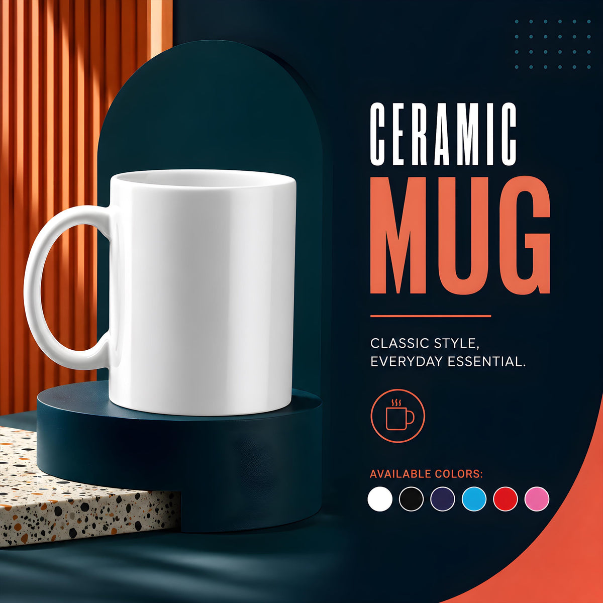 Custom Christmas Monogram Coffee Mug, Personalized Initial Winter Cabin Ceramic Cup