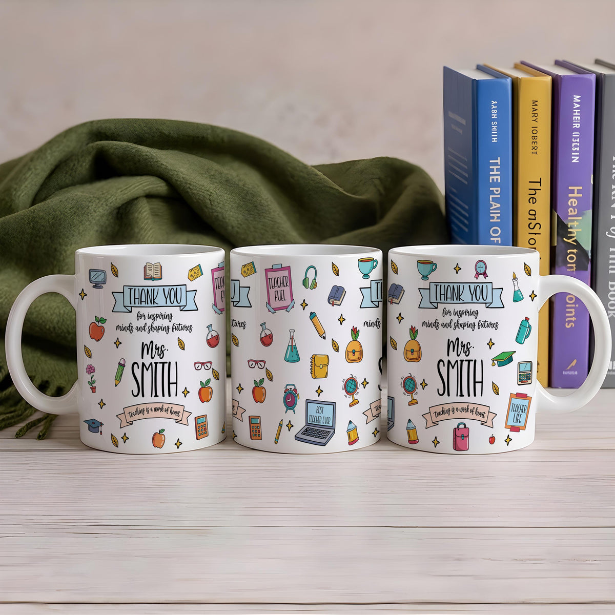 Personalized Teacher Appreciation Coffee Mug, Custom Funny & Cute Teacher Cup