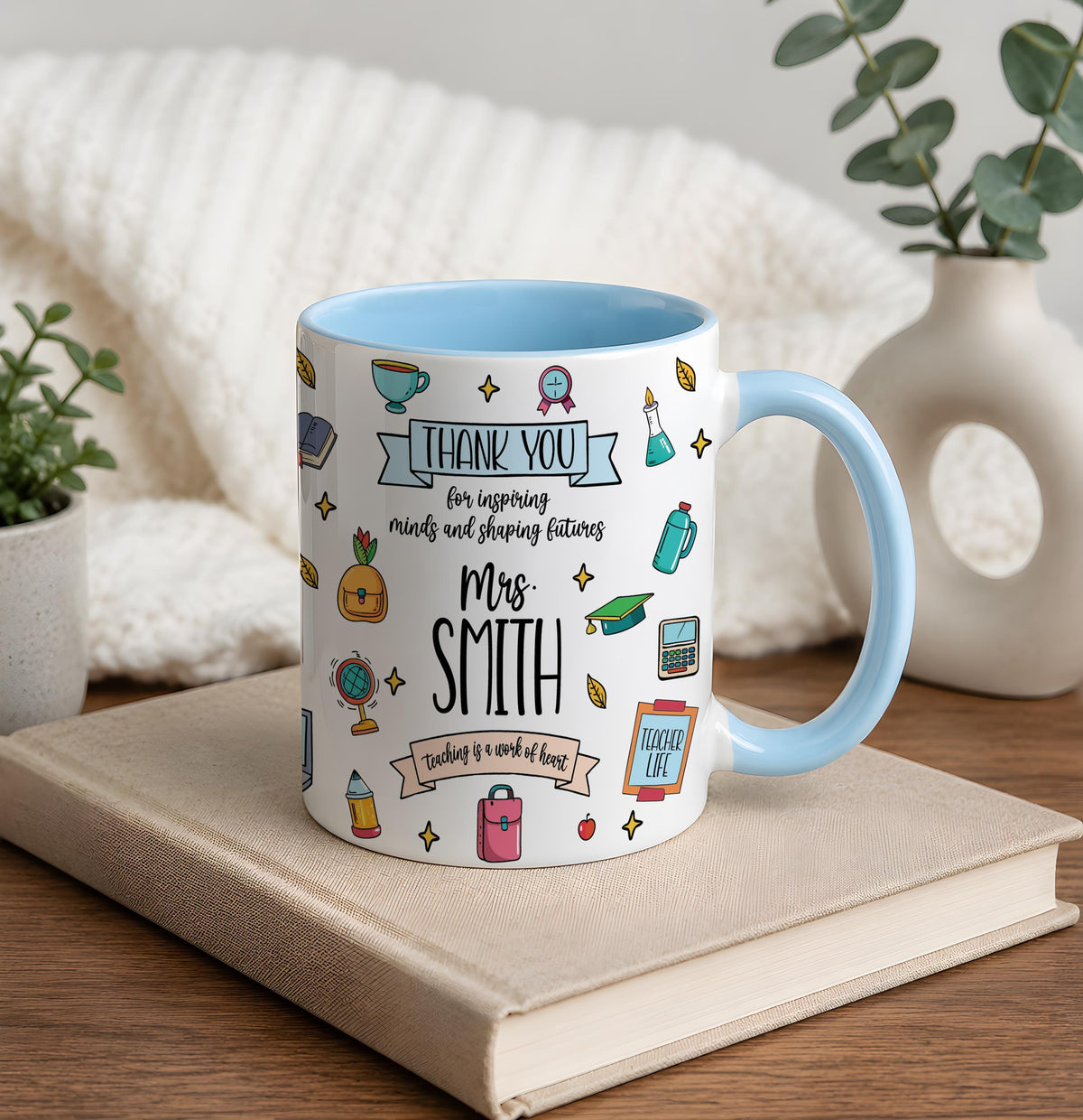 Personalized Teacher Appreciation Coffee Mug, Custom Funny & Cute Teacher Cup
