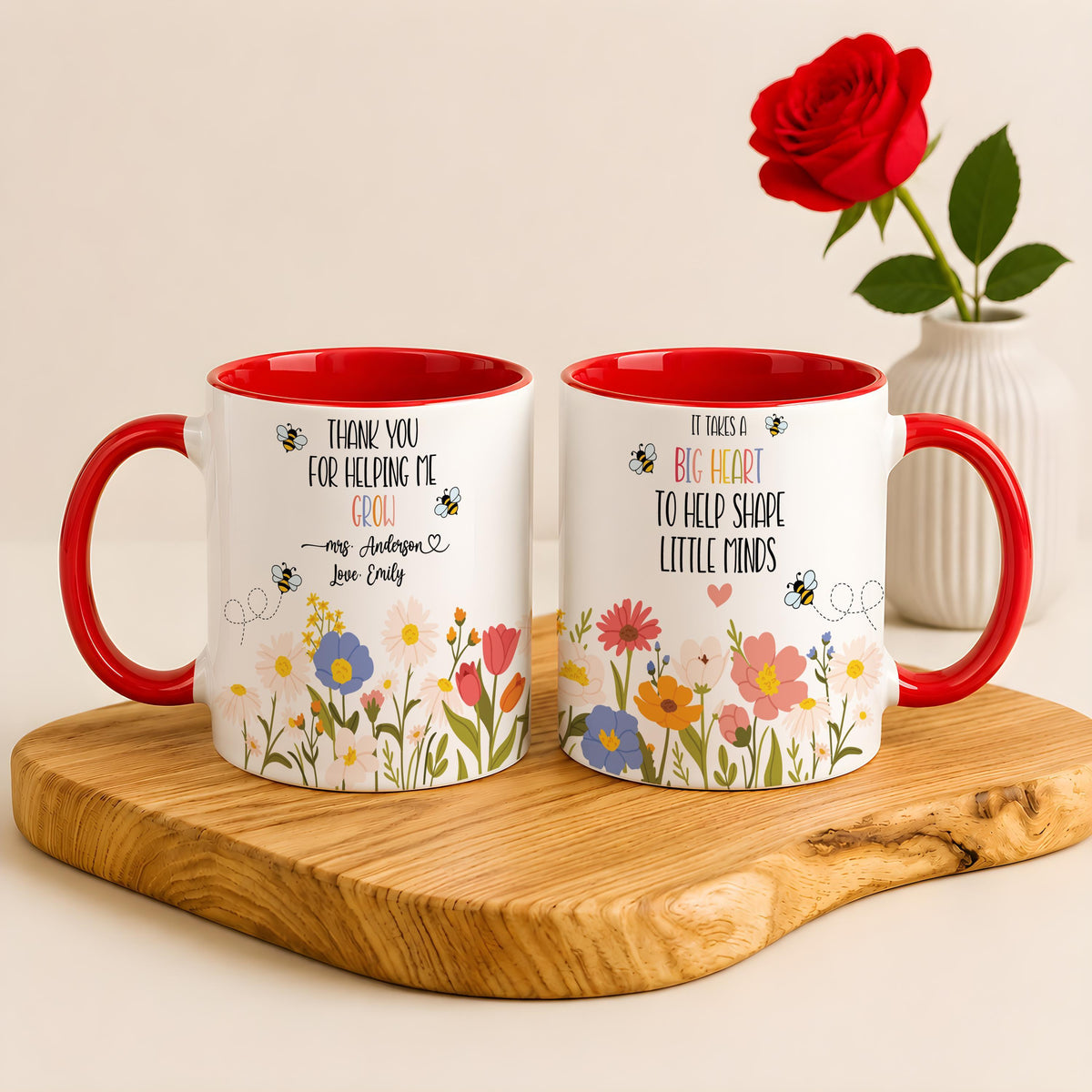 Personalized Teacher Appreciation Coffee Mug, Custom Funny & Cute Teacher Cup
