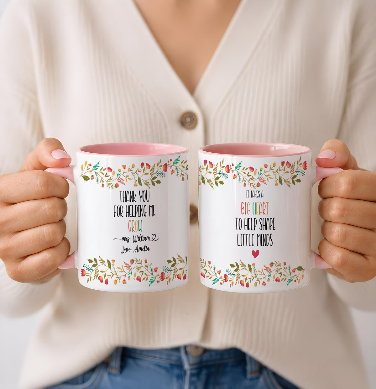 Personalized Teacher Appreciation Coffee Mug, Custom Funny & Cute Teacher Cup