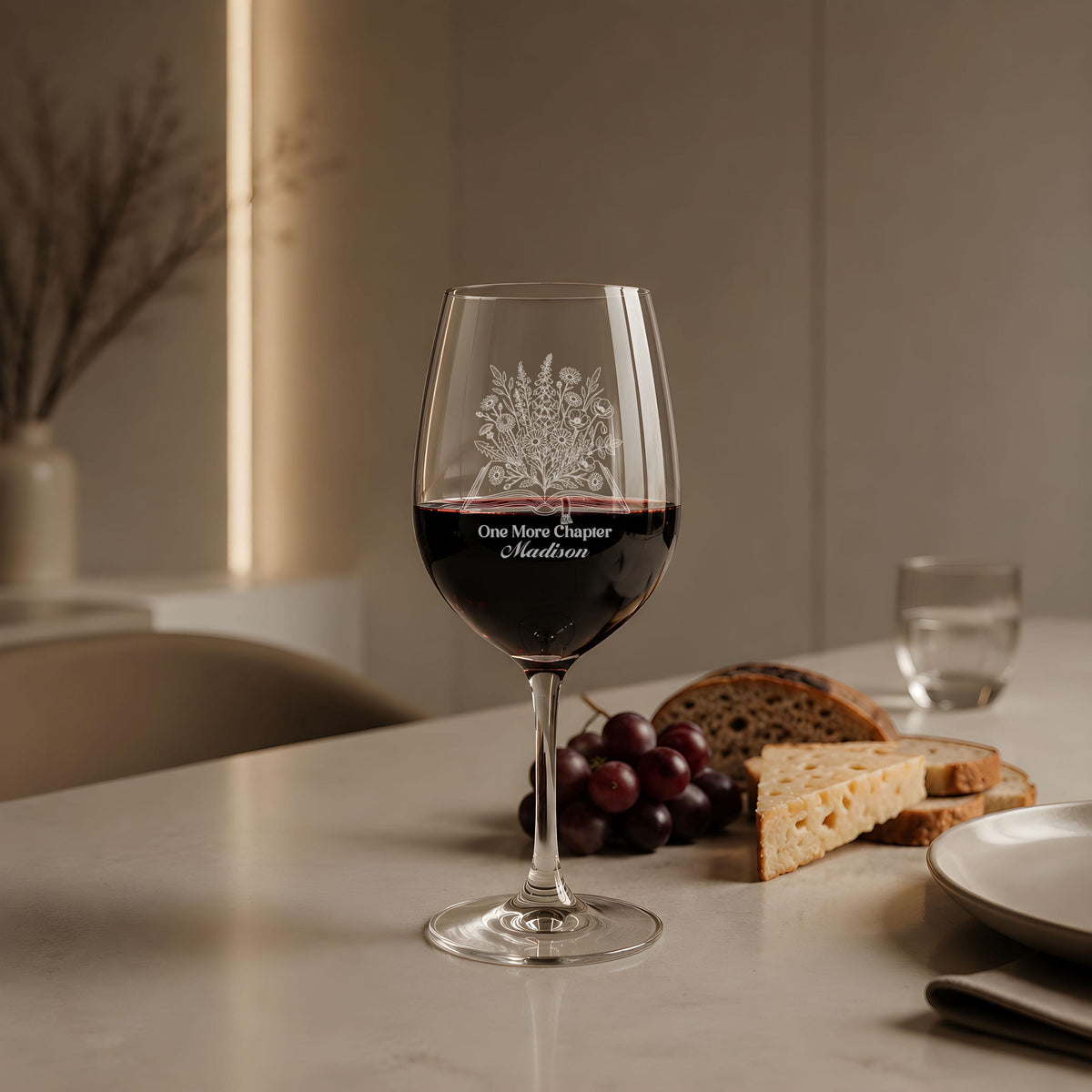 Custom Name One More Chapter Wine Glass, Personalized Engrave Romance Reader Gift
