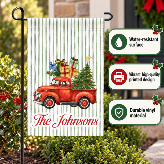 Custom Christmas Garden Flag, Personalized Winter Yard Decor (Vinyl)
