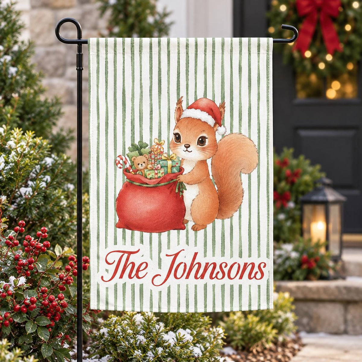 Custom Christmas Garden Flag, Personalized Winter Yard Decor (Vinyl)