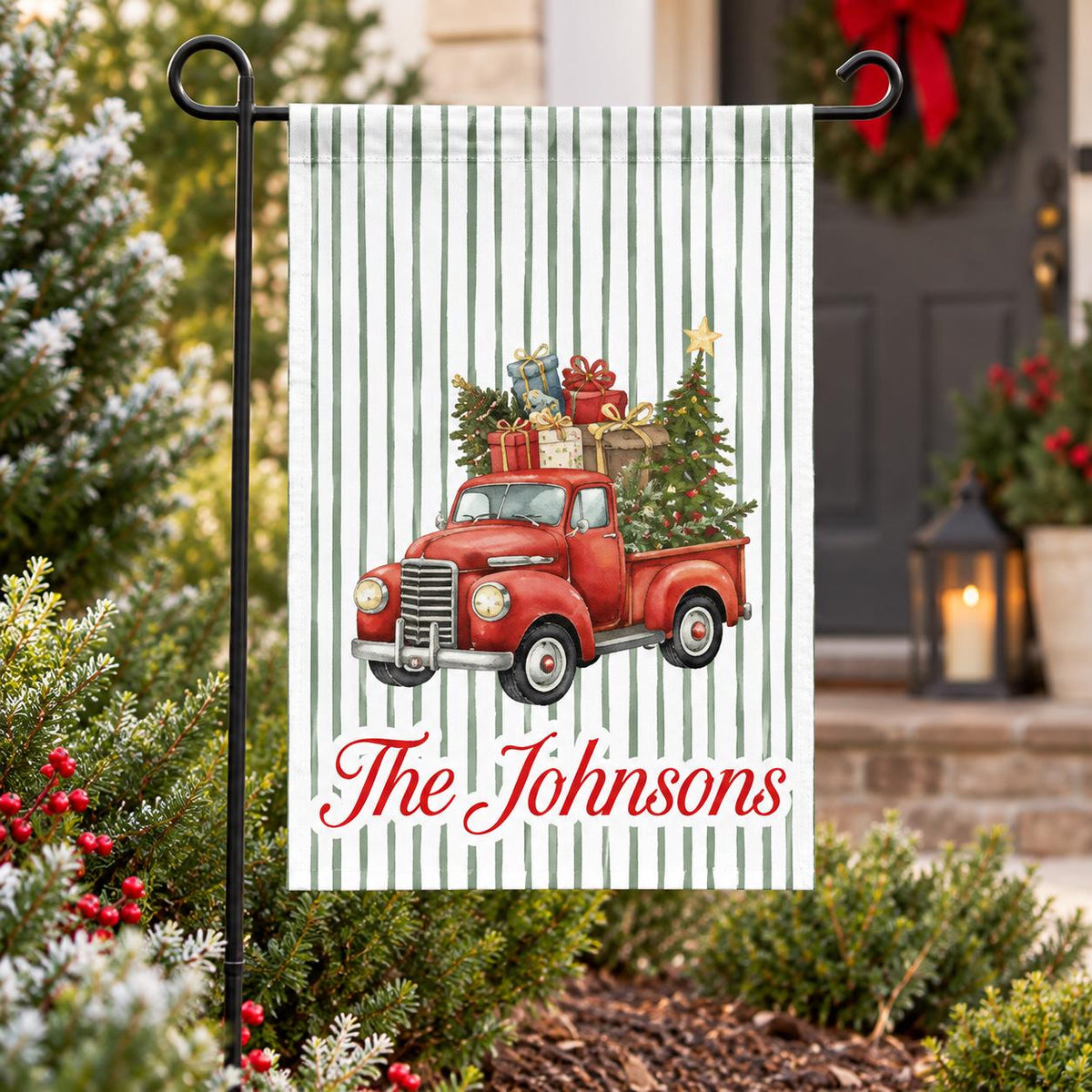 Custom Christmas Garden Flag, Personalized Winter Yard Decor (Vinyl)