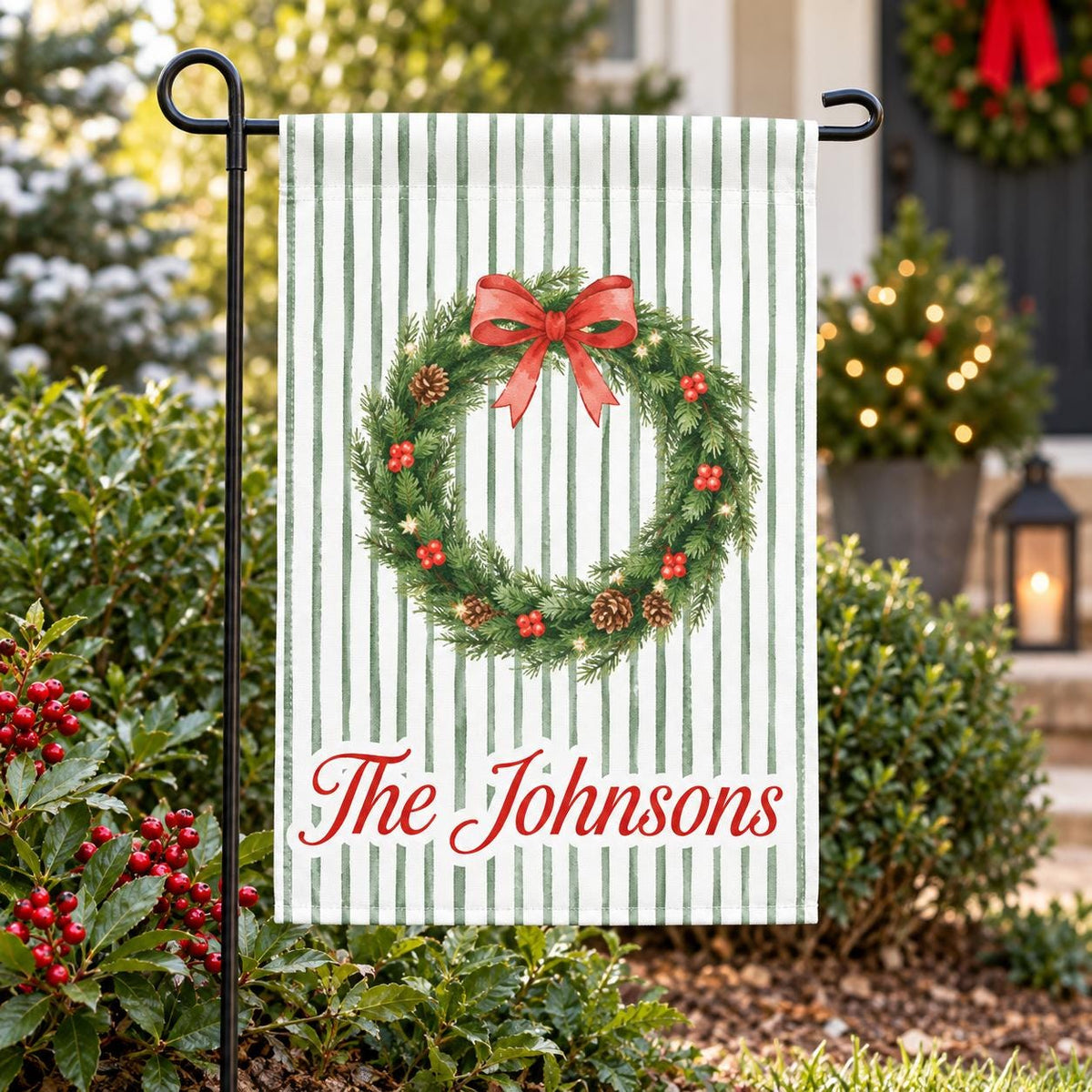 Custom Christmas Garden Flag, Personalized Winter Yard Decor (Vinyl)