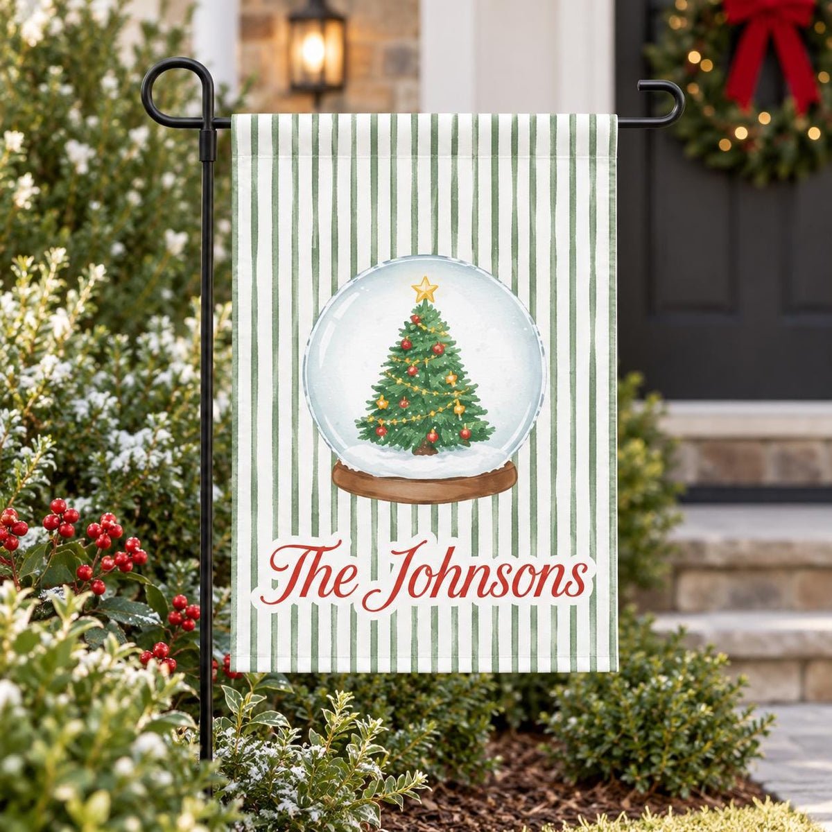 Custom Christmas Garden Flag, Personalized Winter Yard Decor (Vinyl)