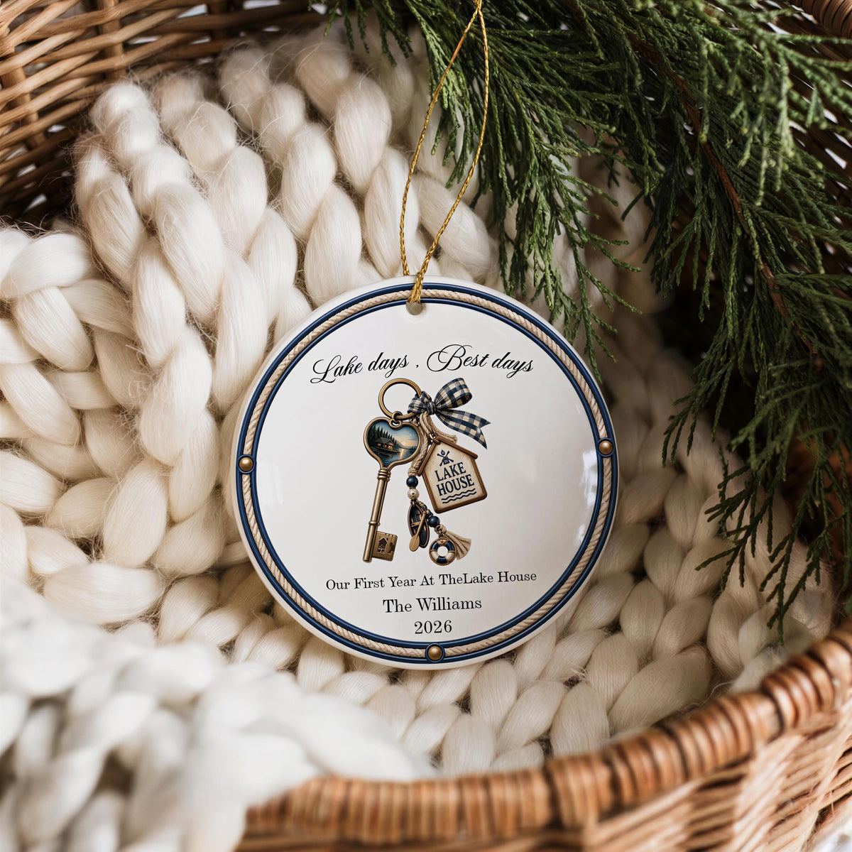 Personalized Lake House Ornament, First Year at the Lake Christmas Keepsake 2026
