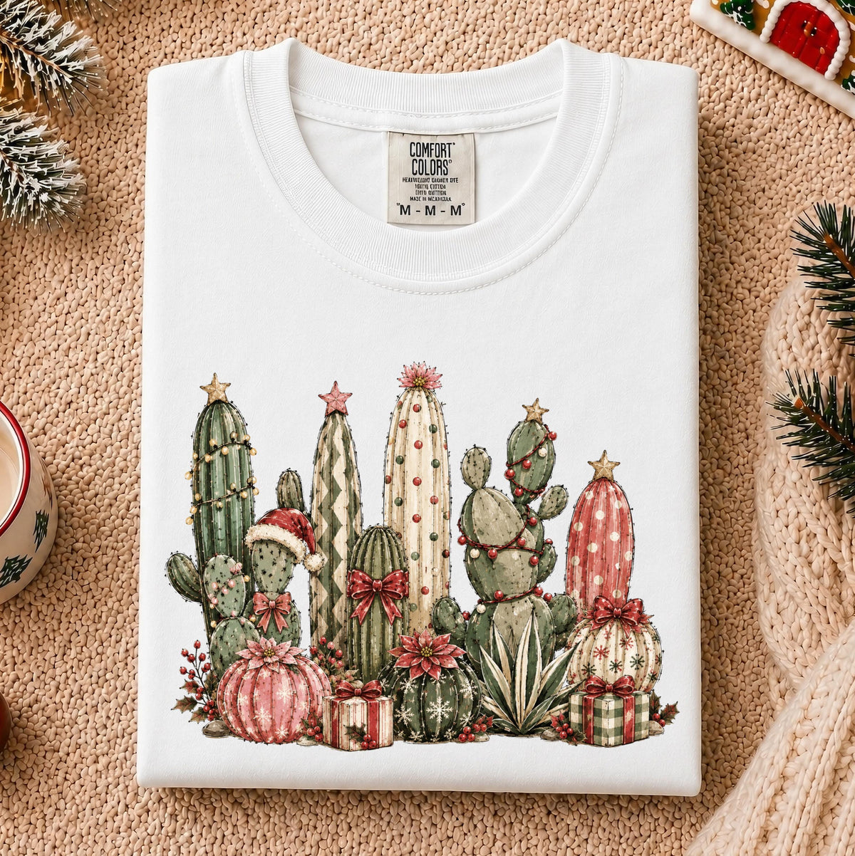 Feliz Navidad Comfort Colors® T-Shirt, Mexican Merry Christmas Tee, Cactus Lover Holiday Gift