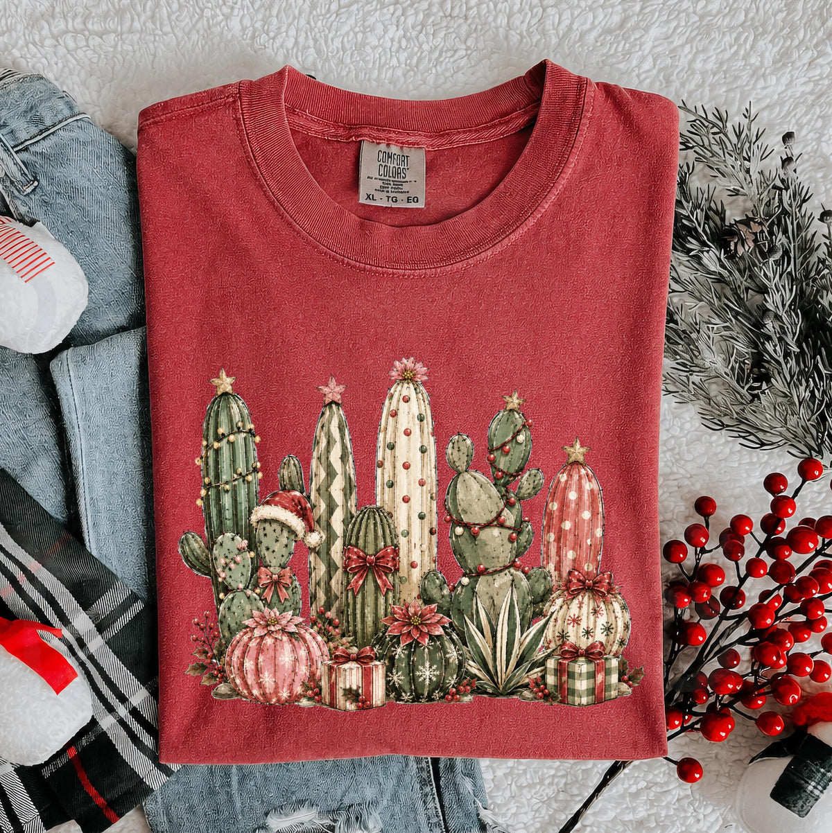 Feliz Navidad Comfort Colors® T-Shirt, Mexican Merry Christmas Tee, Cactus Lover Holiday Gift