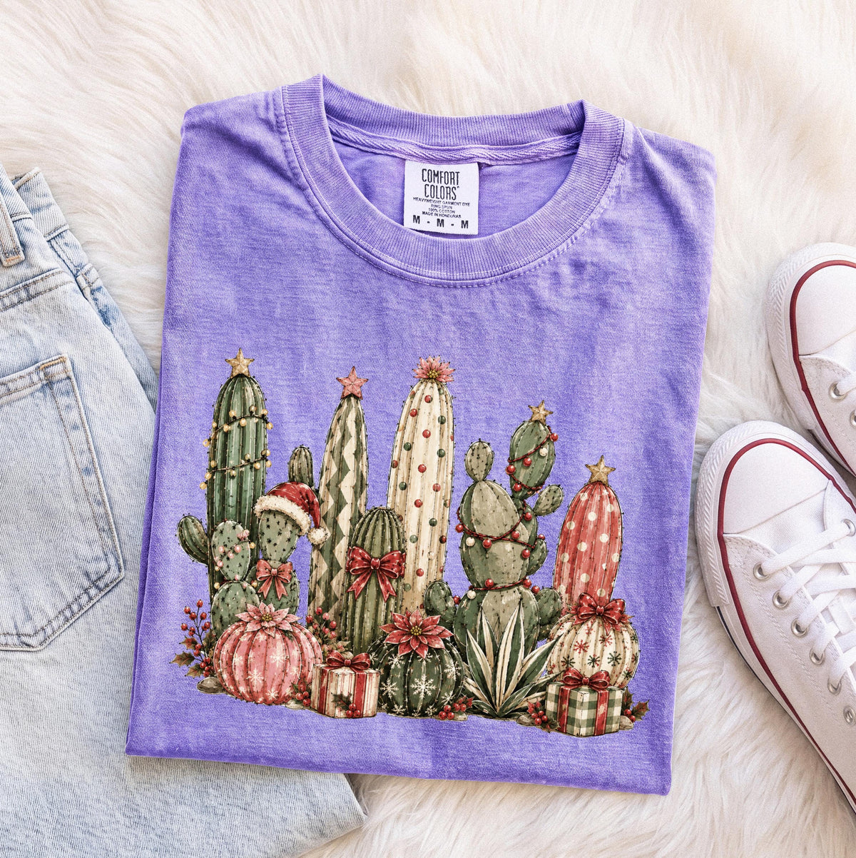Feliz Navidad Comfort Colors® T-Shirt, Mexican Merry Christmas Tee, Cactus Lover Holiday Gift