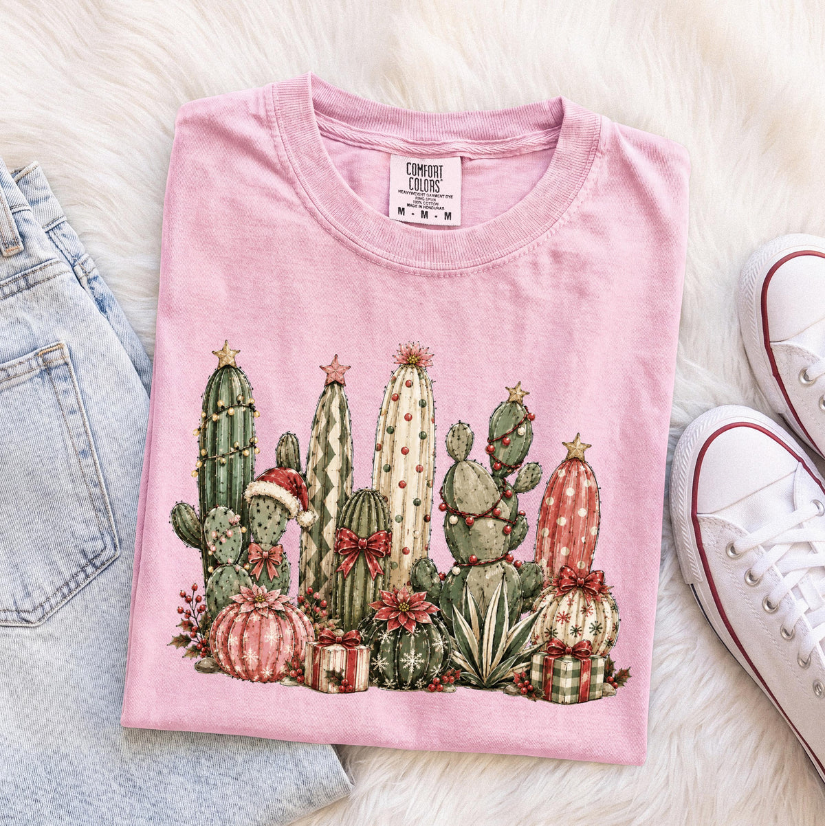 Feliz Navidad Comfort Colors® T-Shirt, Mexican Merry Christmas Tee, Cactus Lover Holiday Gift
