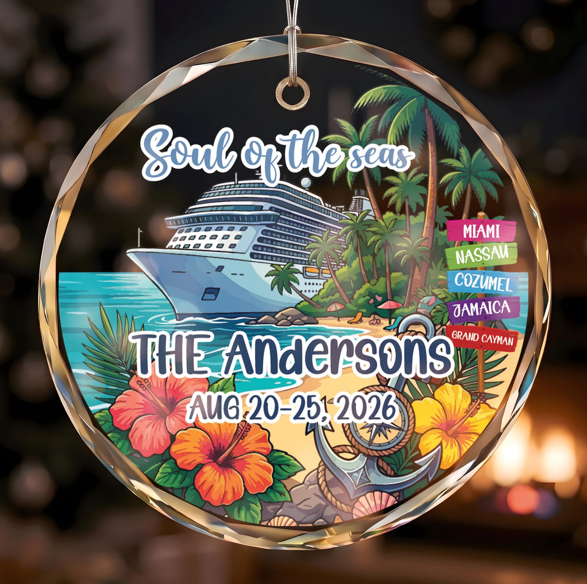Personalized Family Cruise Ornament, Custom Cruise Ship Vacation Keepsake
