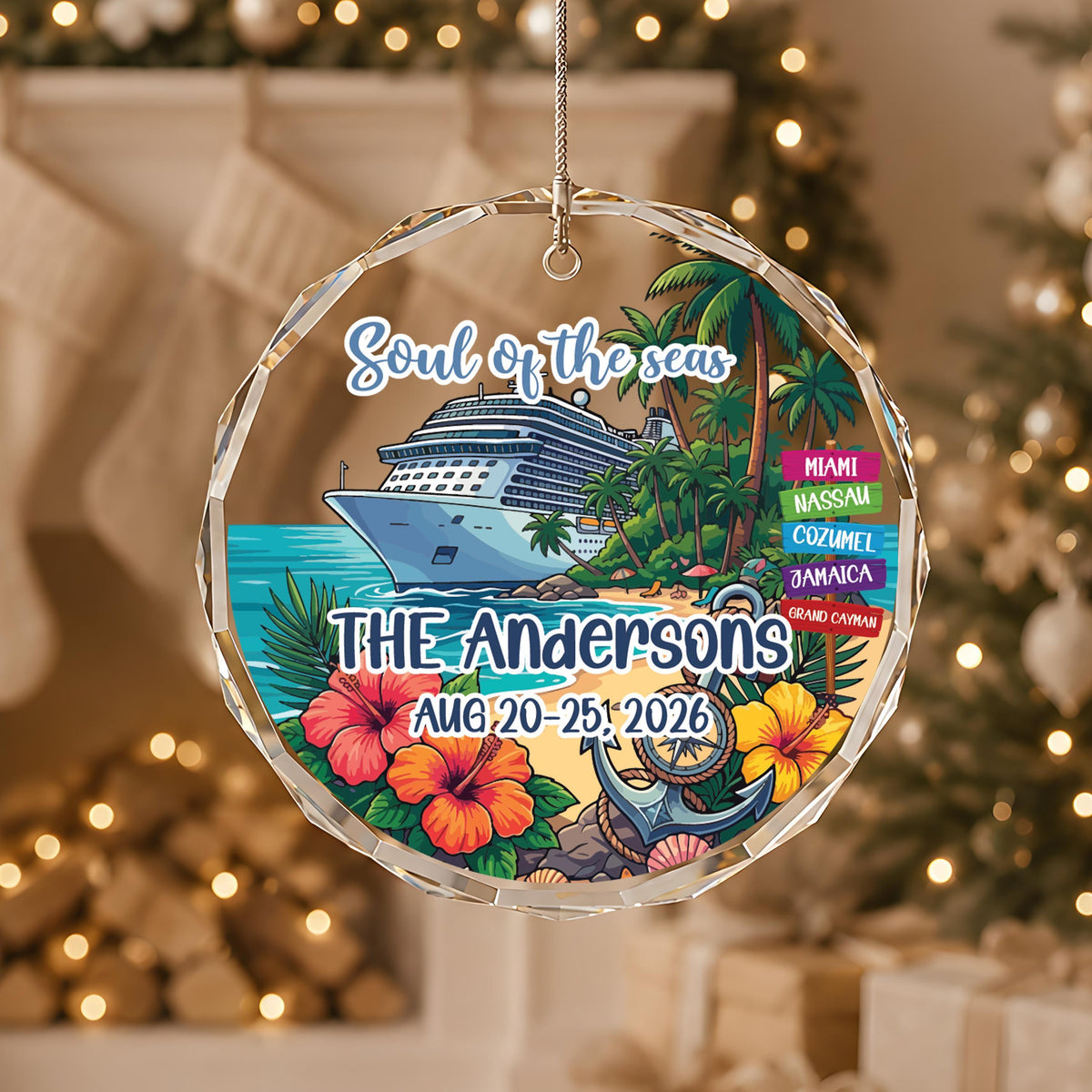 Personalized Family Cruise Ornament, Custom Cruise Ship Vacation Keepsake
