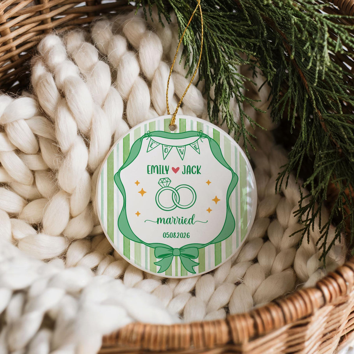 First Christmas Married Ornament, Mr and Mrs Wedding Keepsake