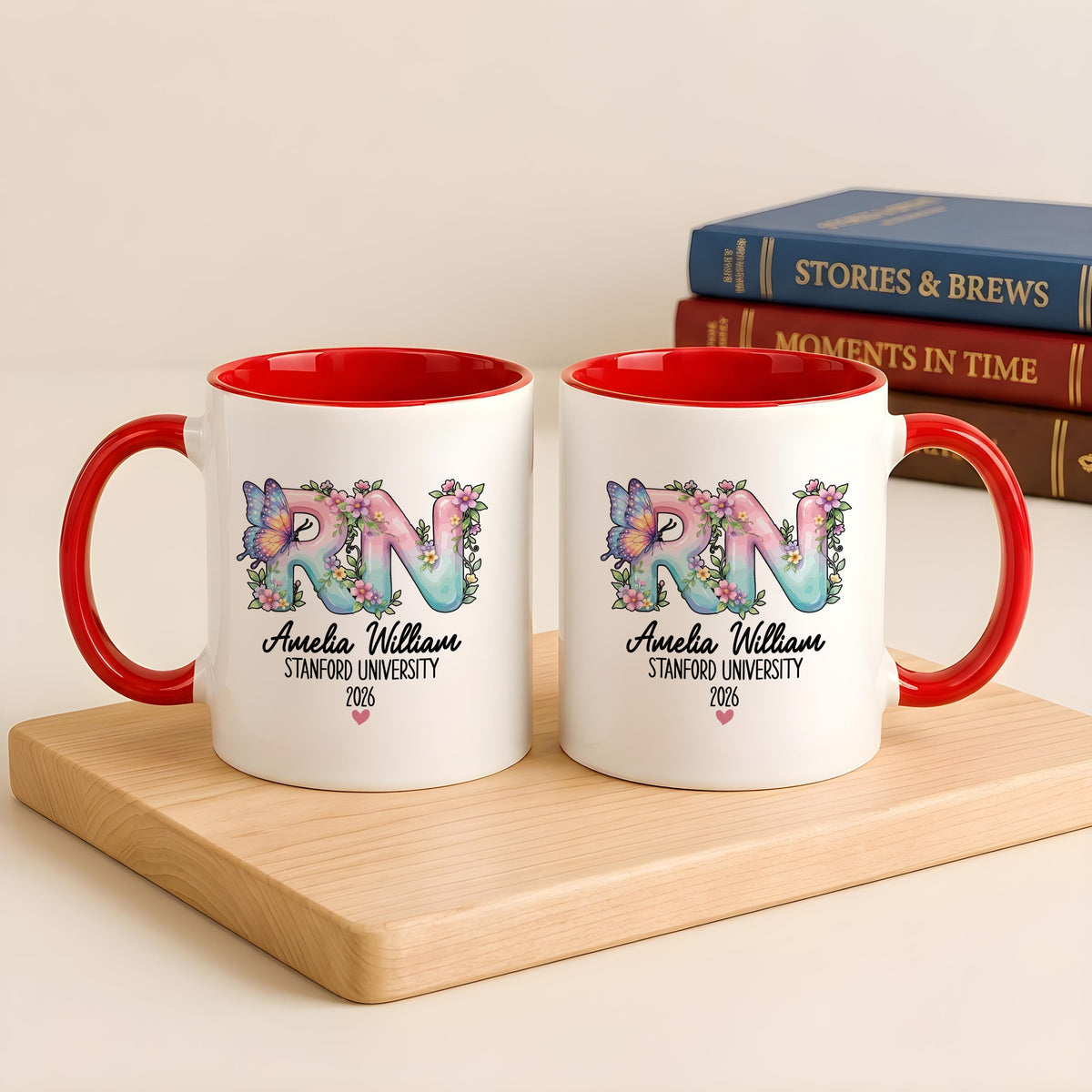 Personalized Floral RN Graduation Mug, Custom Nurse Coffee Cup, Nursing School Grad Gift