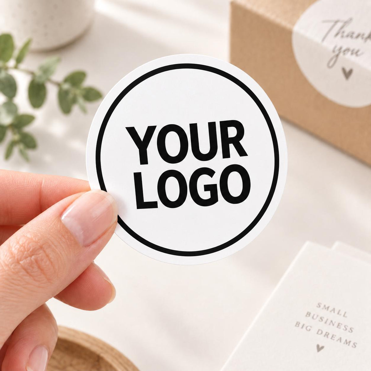 Custom Round Logo Stickers, Clear or White, Gold Silver Red Black (Peel & Stick)