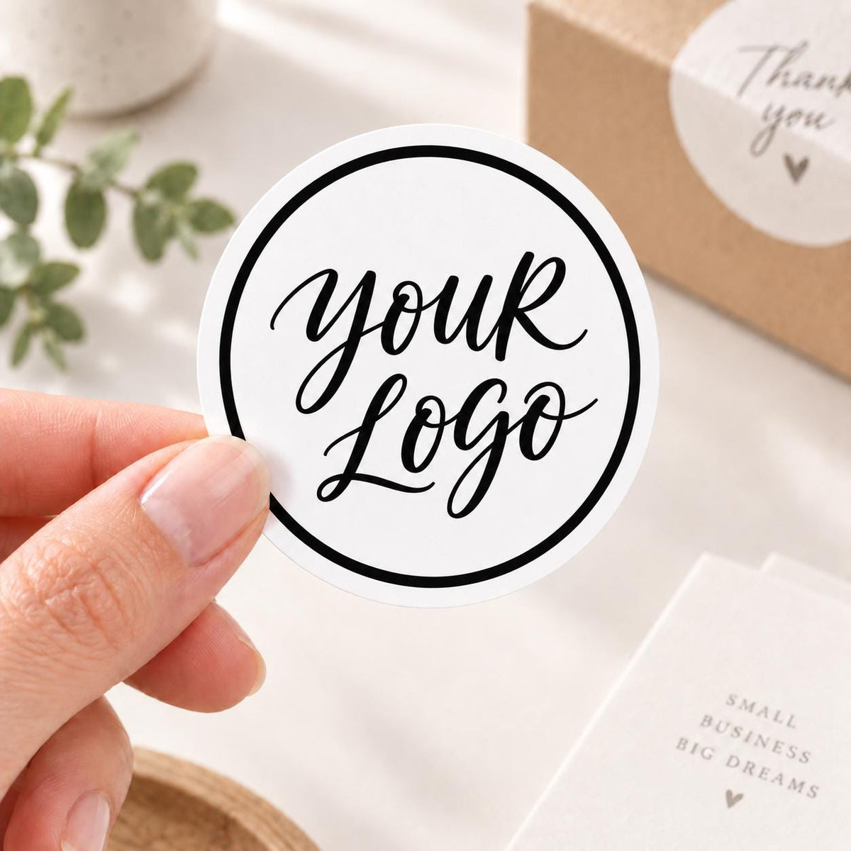 Custom Round Logo Stickers, Clear or White, Gold Silver Red Black (Peel & Stick)